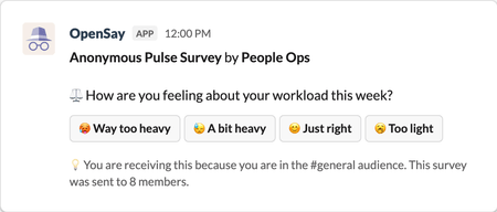 Anonymous Pulse Survey in Slack